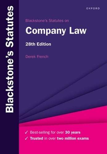Blackstone's Statutes on Company Law by Derek French: New