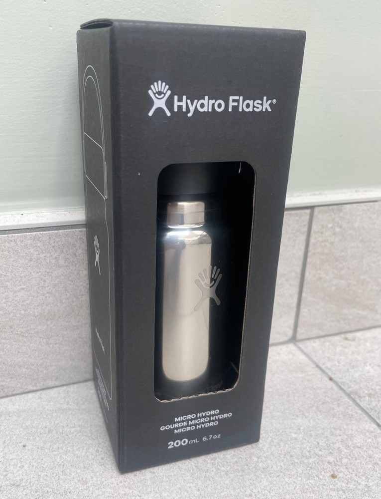 Hydro Flask Micro Mini Bottle 6.7 oz Silver Travel Size Limited Edition Thermos
