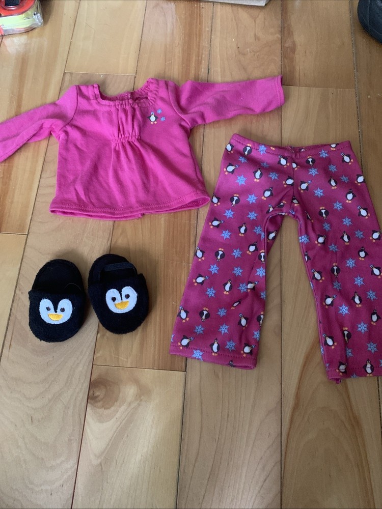 American Girl Doll Retired Penguin Pajamas Set with Slippers