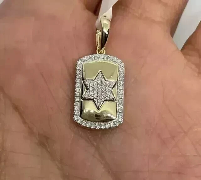 2ct Round Moissanite Star Charm Pendant in 14k Gold Plated Silver