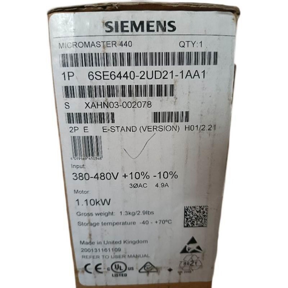 NEW SIEMENS 6SE6440-2UD21-1AA1 AC DRIVE MICROMASTER 440 WITHOUT FILTER 3PHASE