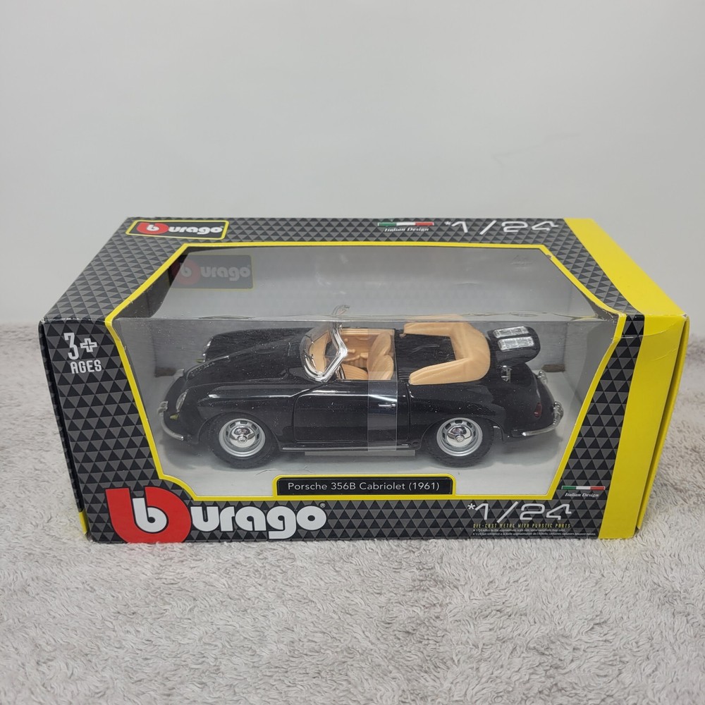 1961 Porsche 356 B Cabriolet 1:24 Scale Diecast Model in Black