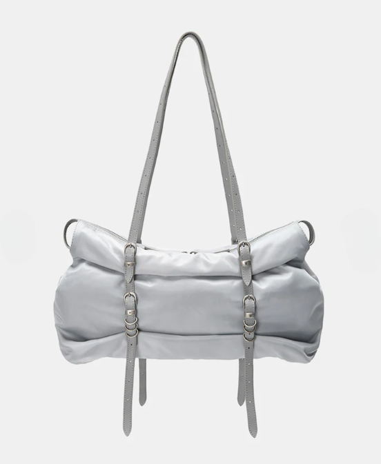 Marge Sherwood Overpacker Shoulder Bag Light Grey Nylon & Leather