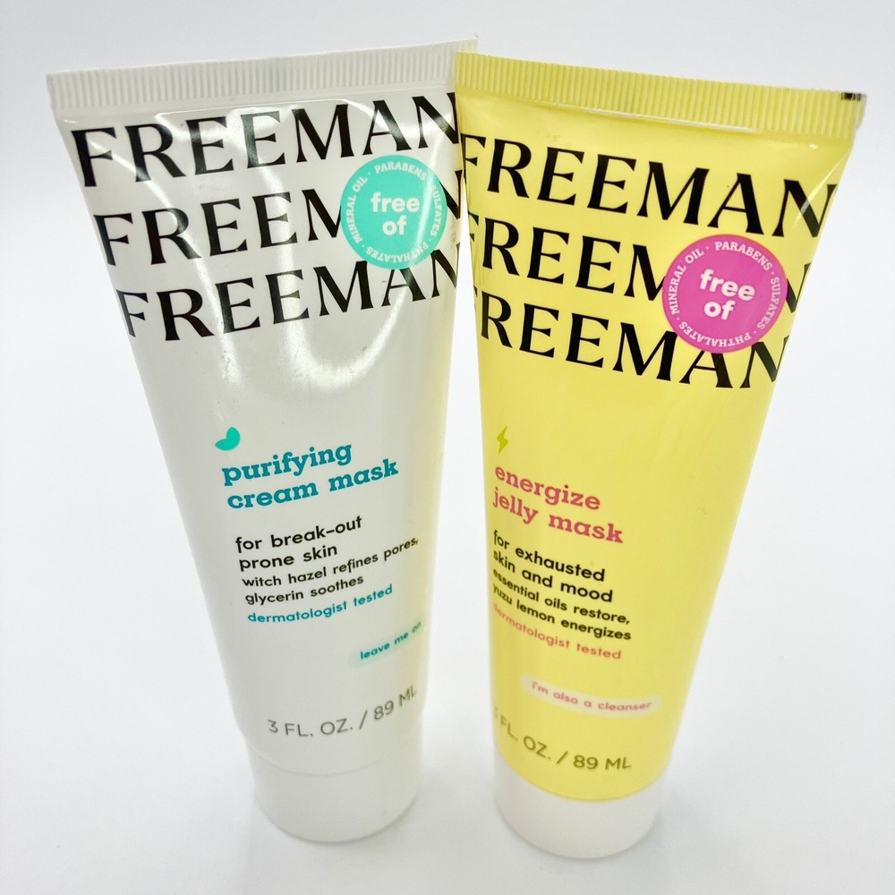 Freeman Beauty Purifying Cream Face Mask & Energize Jelly Mask 3 fl oz