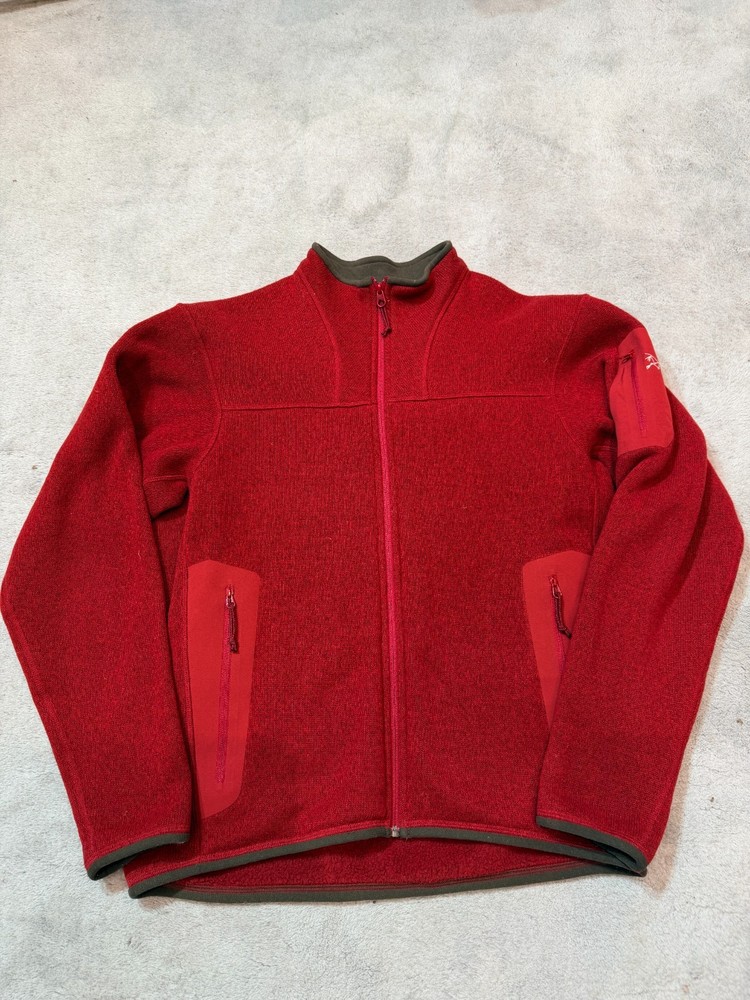 ARCTERYX COVERT CARDIGAN FLEECE JACKET MENS HIKING TREKKING RED SIZE S
