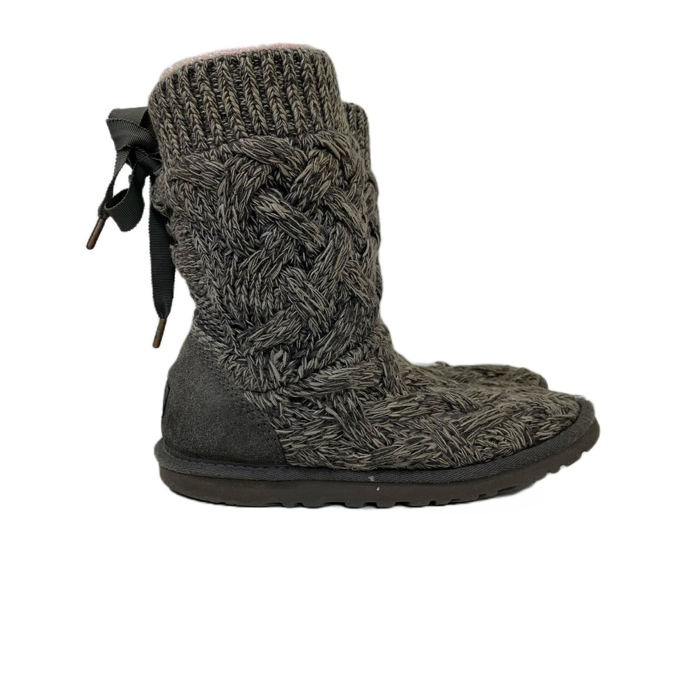 Ugg Women's Isla Knit Gray Sweater Boots Size 6