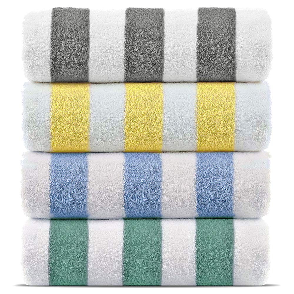 Premium Turkish Cotton Cabana Beach Towels - Thick Striped Pool Towel