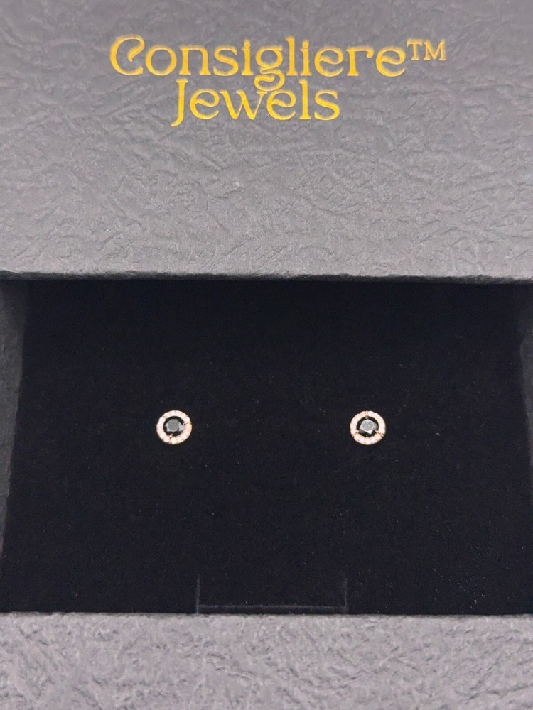 18K Gold Black Moissanite Halo Earrings – Elegant Fine Jewelry Gift