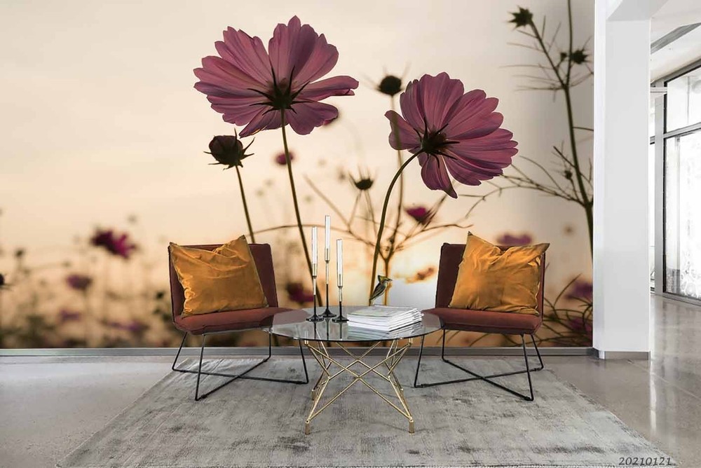 3D Purple Flower Plant Close-up Wall Murals Wallpaper Murals Wall Sticker