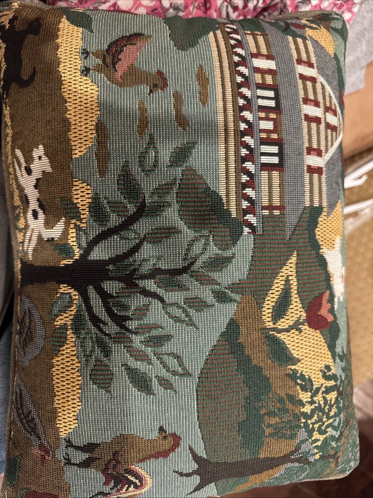 Farmhouse Tapestry Pillow with Rustic Countryside Scene