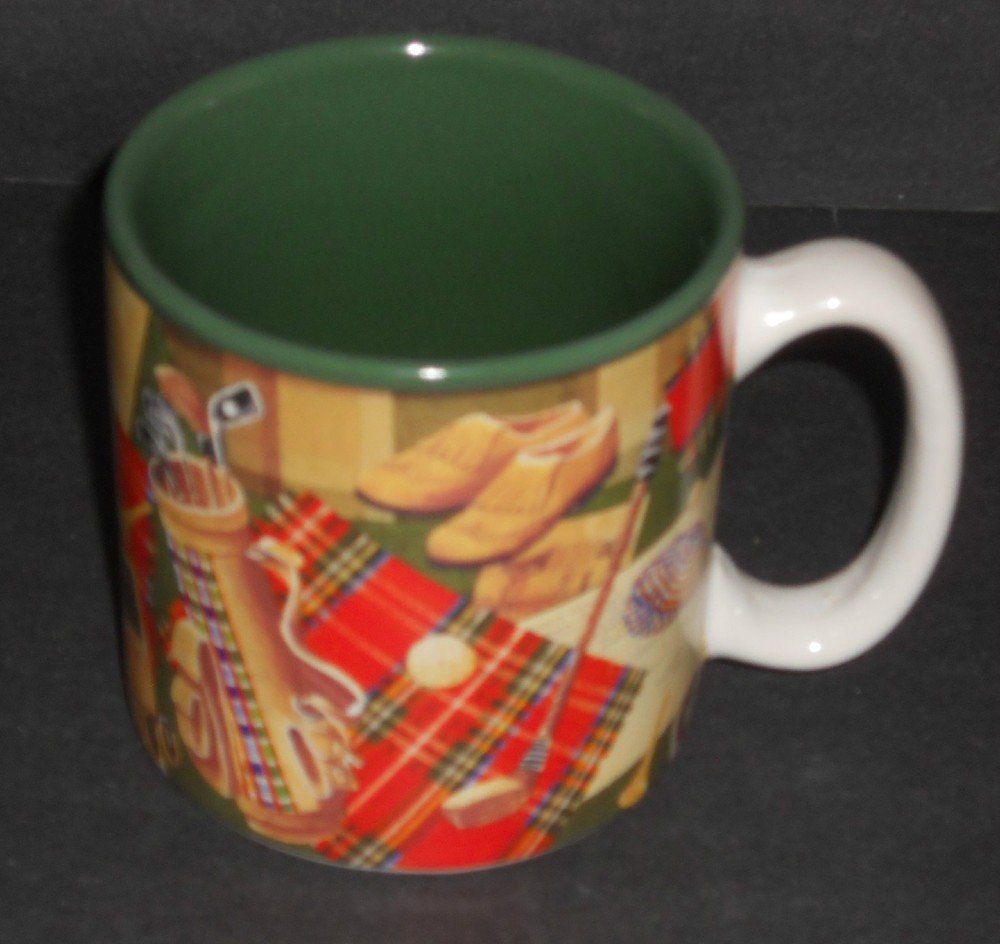 FIB Burton Burton Golf Coffee Mug Green Red Plaid Clubs Gift