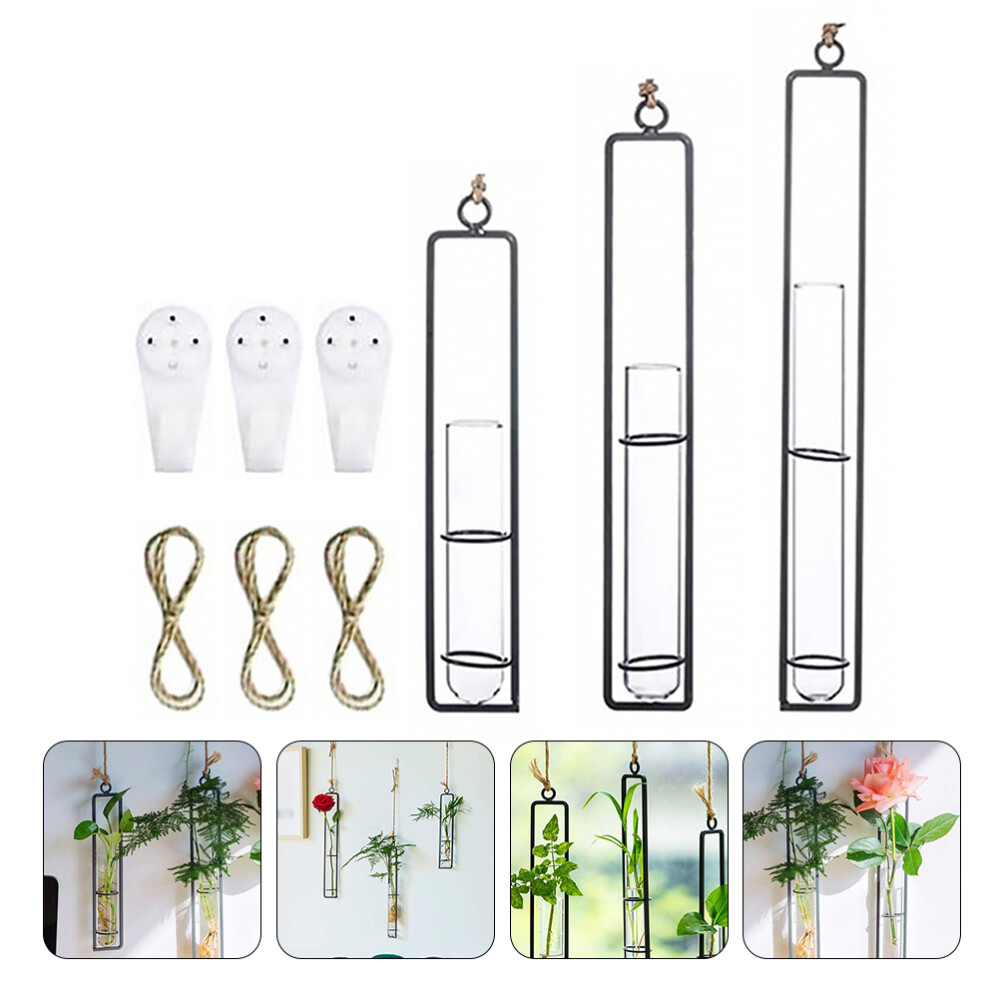 3-Pack Hanging Metal Test Tube Vase for Plant Propagation and Flowers