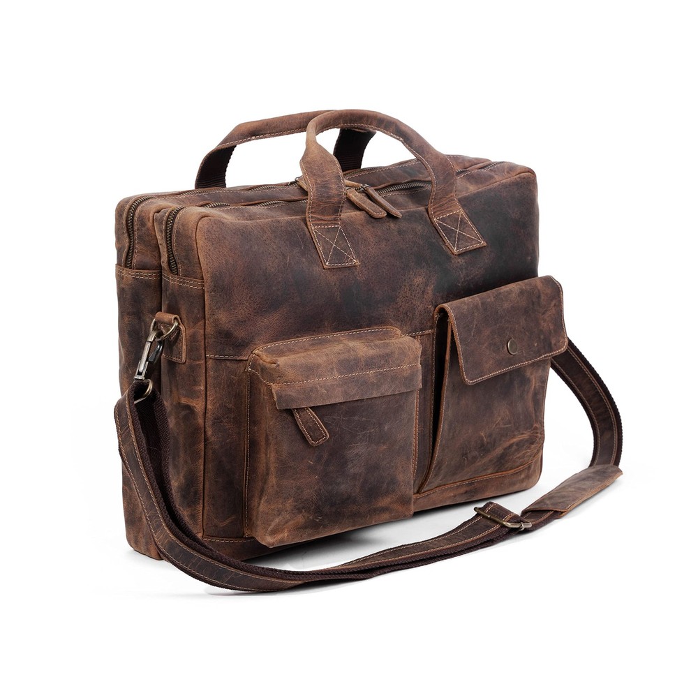 Leather briefcase 16 Inch Laptop Messenger Bags for Men and Best Office Brief...