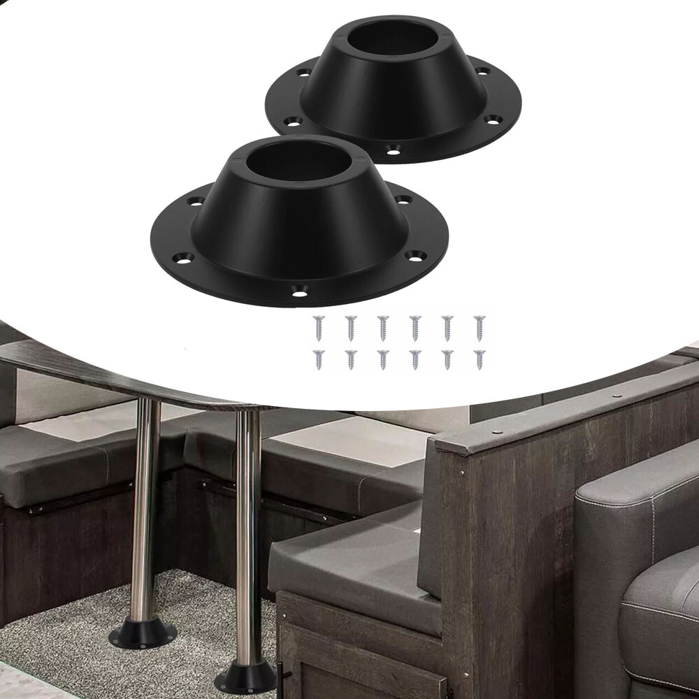 2x RV Table Base Mount, Black Aluminum Standard Pedestal Flange, Leg Base USA