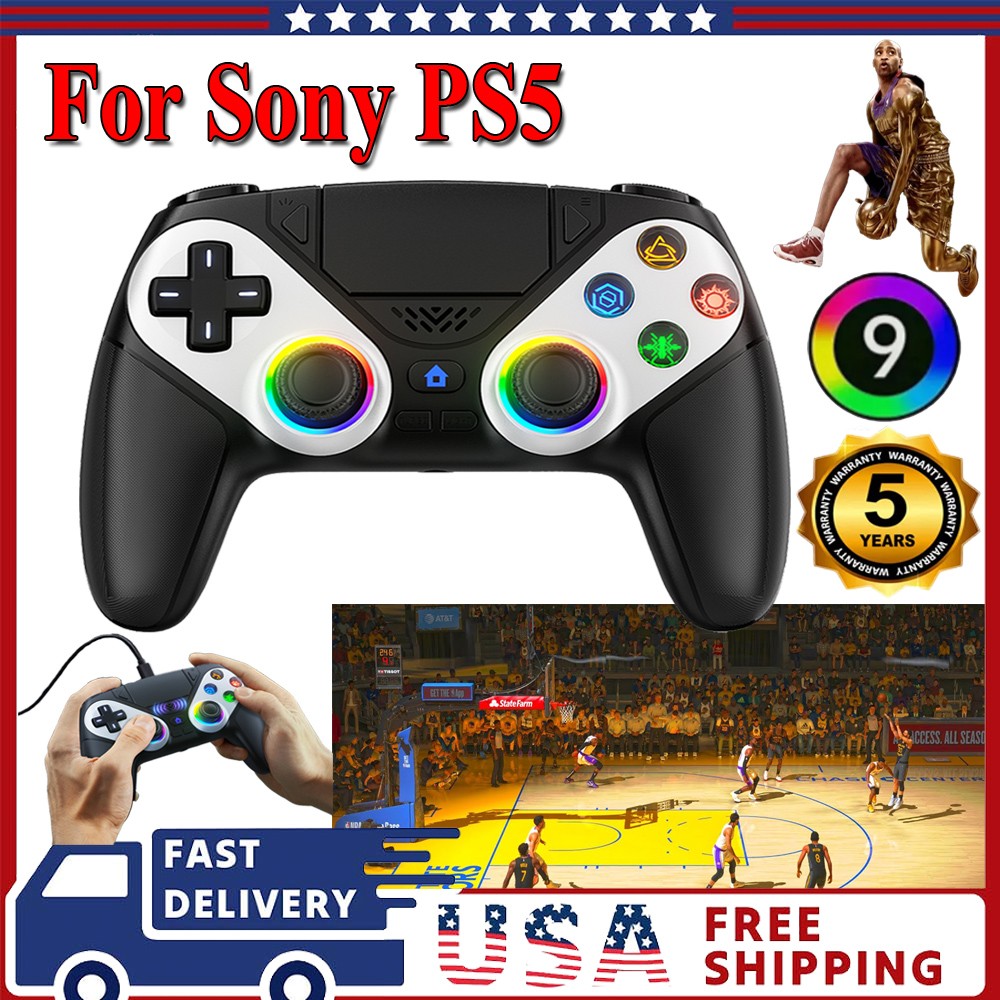 1-Pair🔥For Sony Playstation 5 PS5 DualSense Wireless Black Controller w/Flash🎮