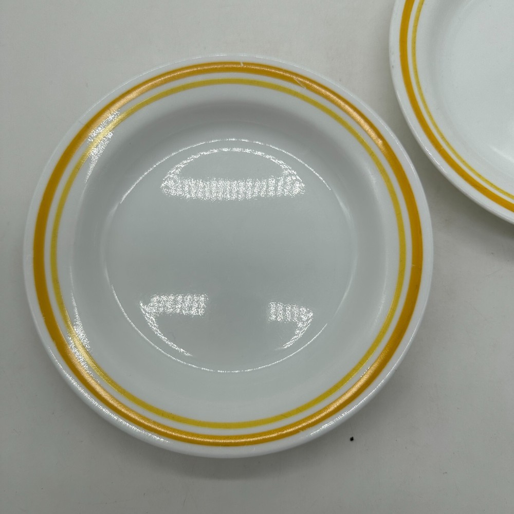 Vintage Corelle Citrus Yellow Flat Rimmed Soup/Pasta Bowl & 4 Salad Plates