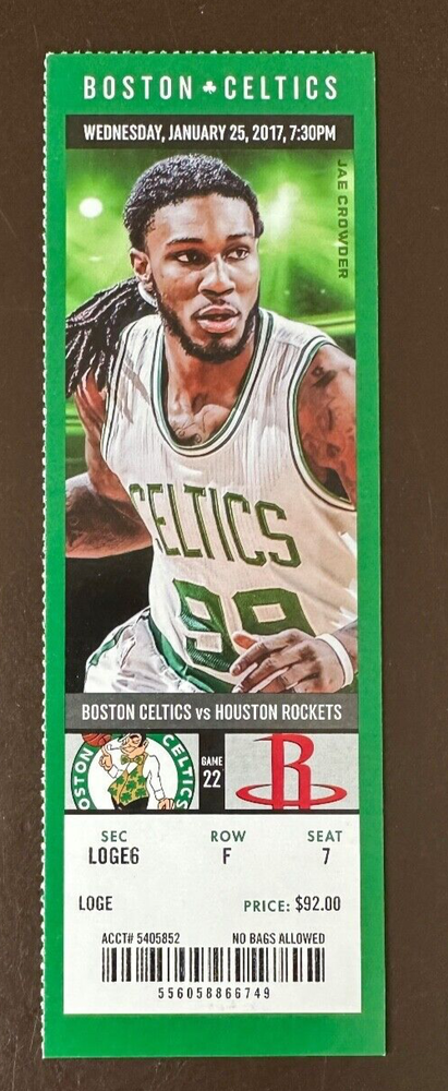 Boston Celtics 1/25/2017 NBA ticket stub vs Houston Rockets