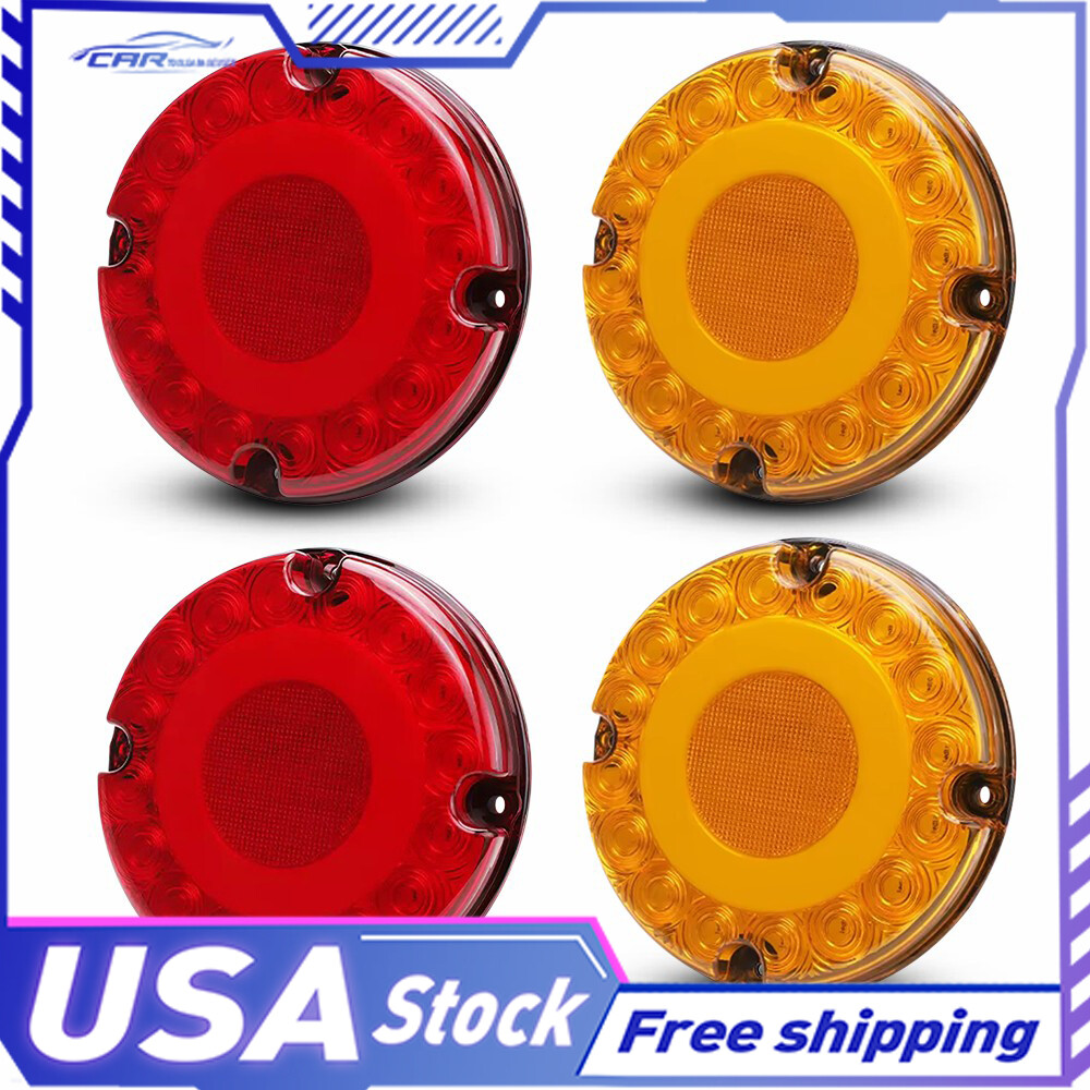 4-Pack 7-Inch Round LED Tail Lights for Trucks, Trailers, and Buses – DRL, Brake, Turn Signal, and Running Lights – High-Visibility, Durable, and Weather-Resistant Design.