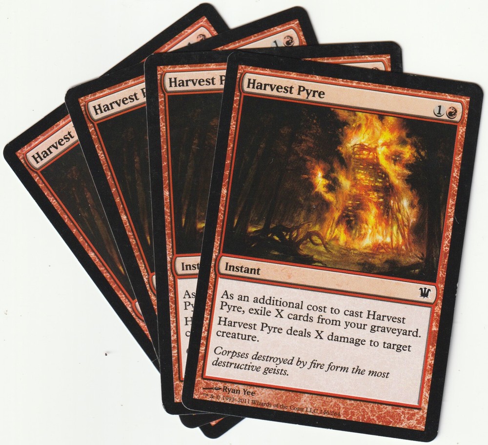 4x MAGIC The Gathering HARVEST PYRE Red Instant Playset ISD/EN NM Condition  