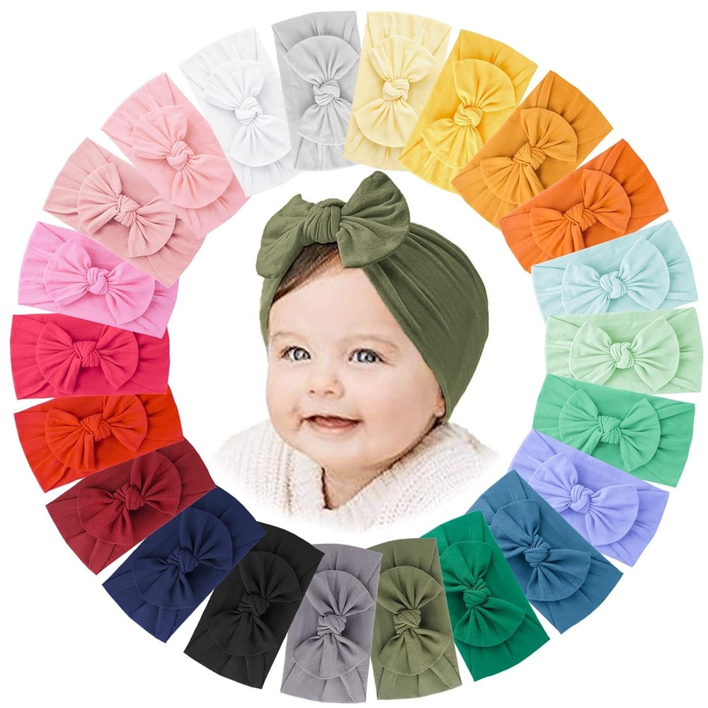 22 PCS Soft Nylon Baby Headbands with Bows for Girls Hair Accessories
