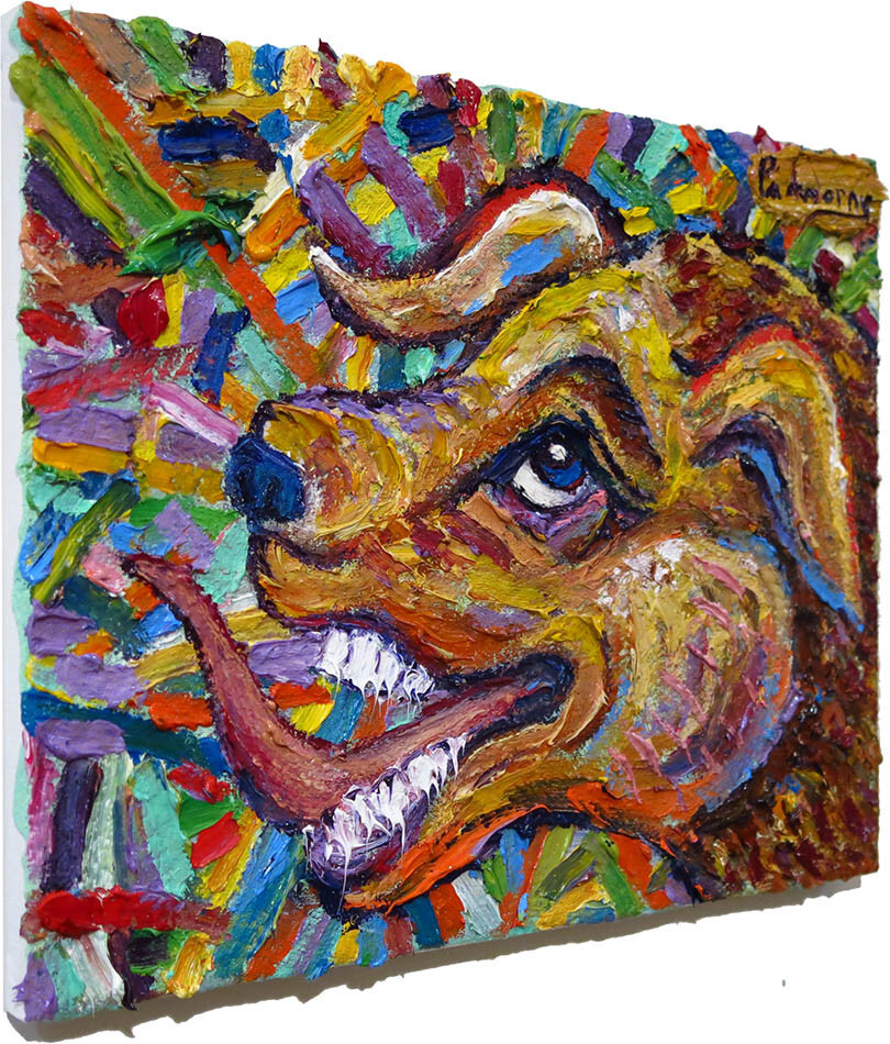 OIL PAINTING█OUTSIDER IMPRESSIONISt ART█SIGNED ABSTRACT█ORIGINAL FARM ANIMAL PET