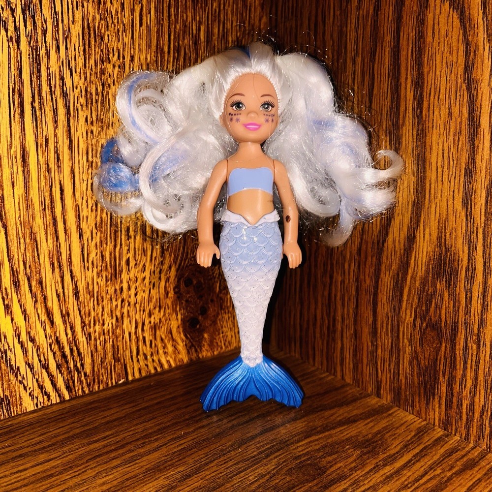 ⭐️ Barbie Color Reveal Mermaid Chelsea Doll silver Hair blue Tail Kelly
