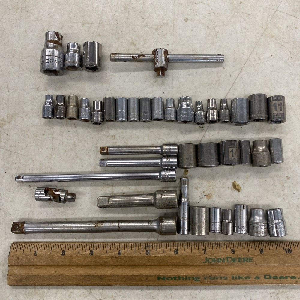 40+ pc. Lot Vintage Craftsman USA Made 1/4 & 3/8 Drive, Sockets  READ, M0575L