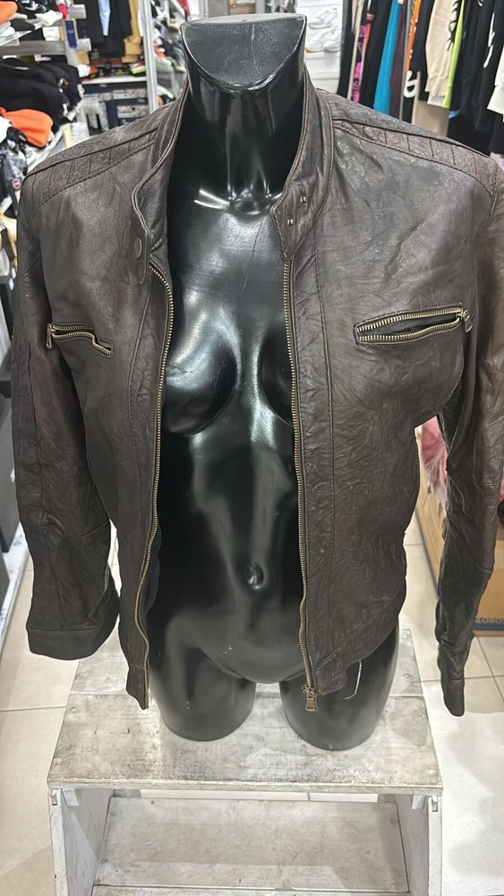 Vintage Brown Leather Jacket for Women Size 46 LLD192