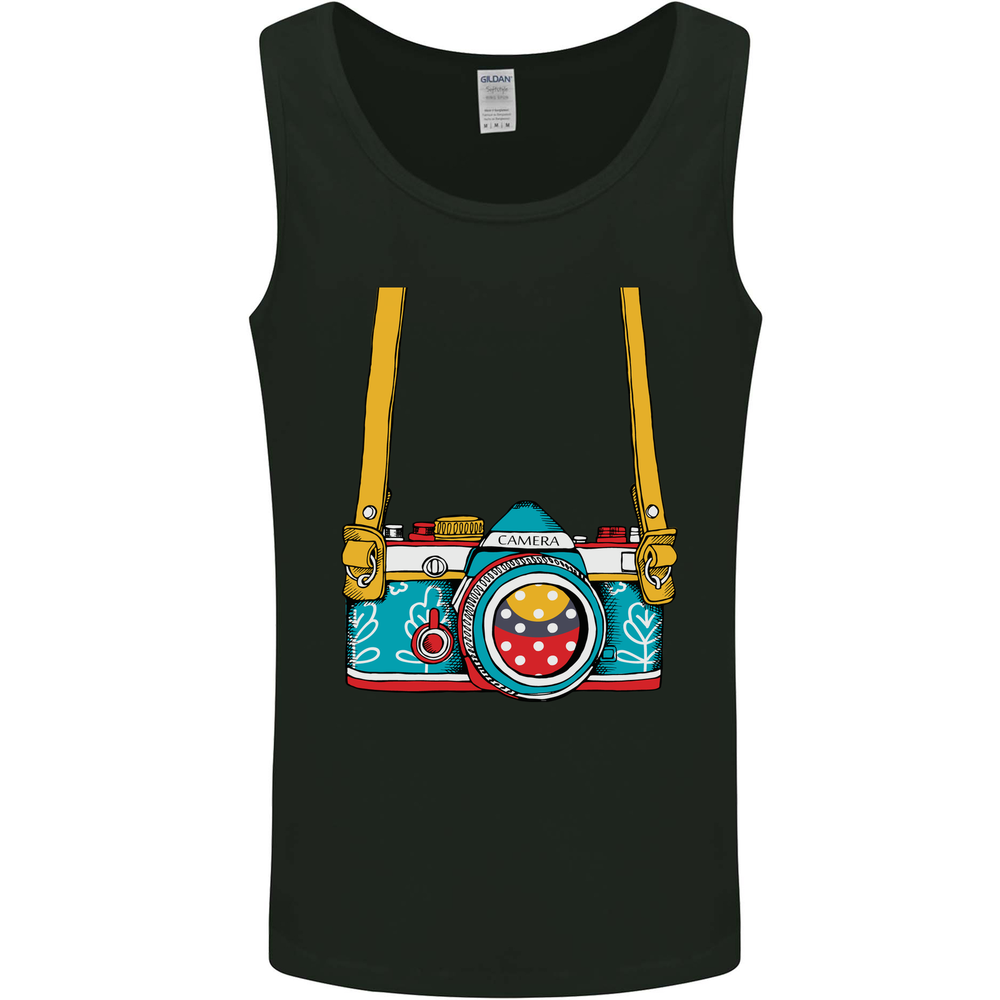 Photography Camera Around Neck Mens Vest Tank Top