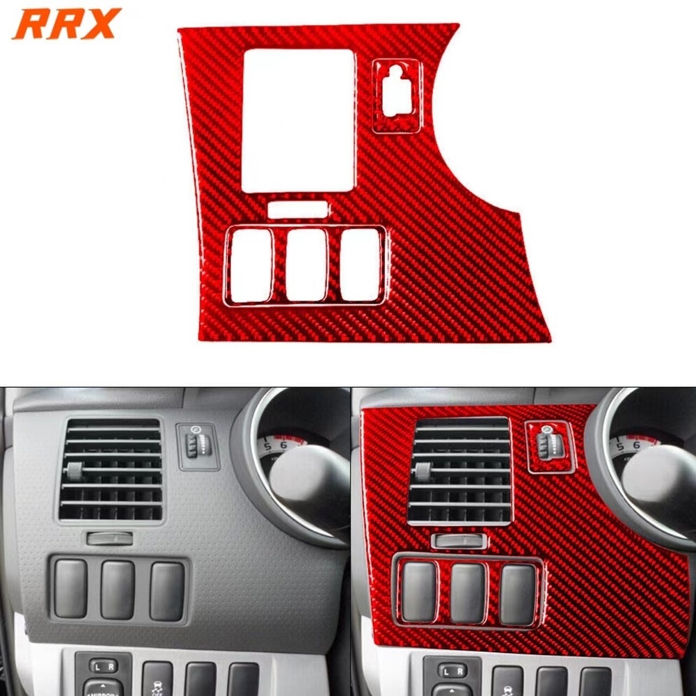 3Pcs Red Carbon Fiber Driver Side Air Vent Outlet Cover For Toyota Tacoma 05-15