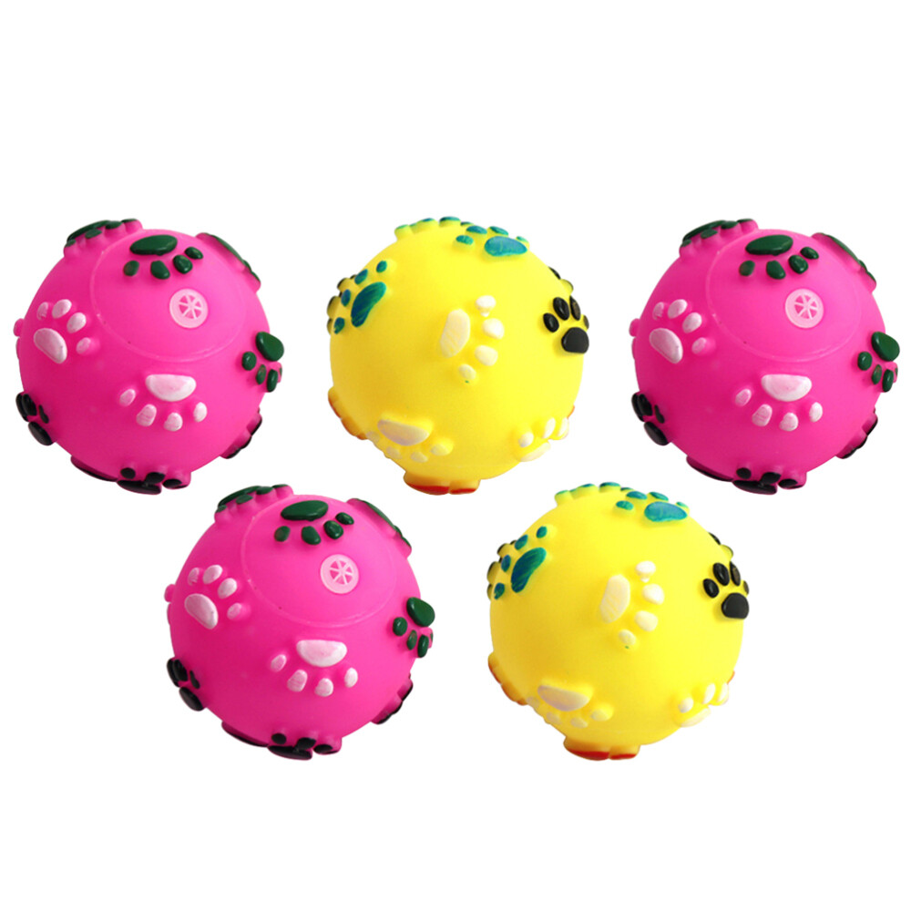 5pcs Pet Toy Puppy Balls Cat Interactive Toy Dog Fetch Balls Dog Chew Toys