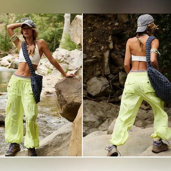Free People Movement Set Me Free Pants NWOT Size L Sour Citrus