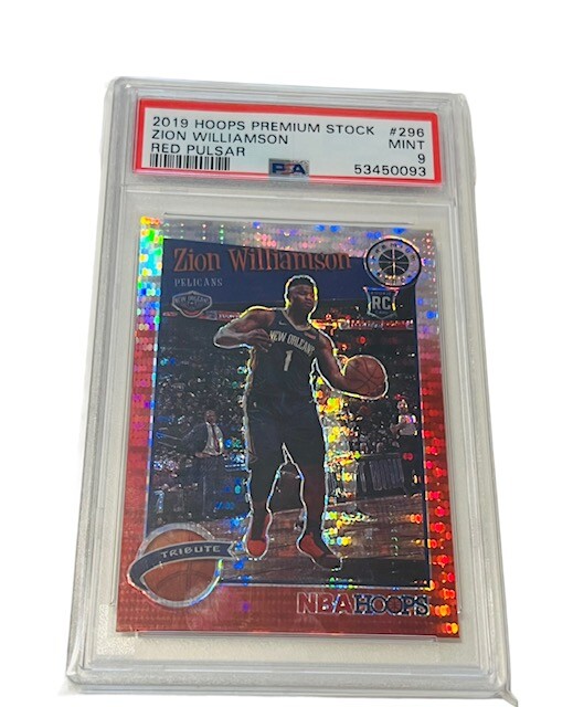 Zion Williamson Rookie Card RC sp Pelicans 2019 Hoops RED PULSAR PSA 9 #296 RARE