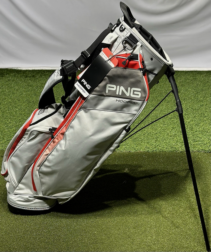 PING 2025 Hoofer 14 Light Grey Red Golf Stand Carry Bag New