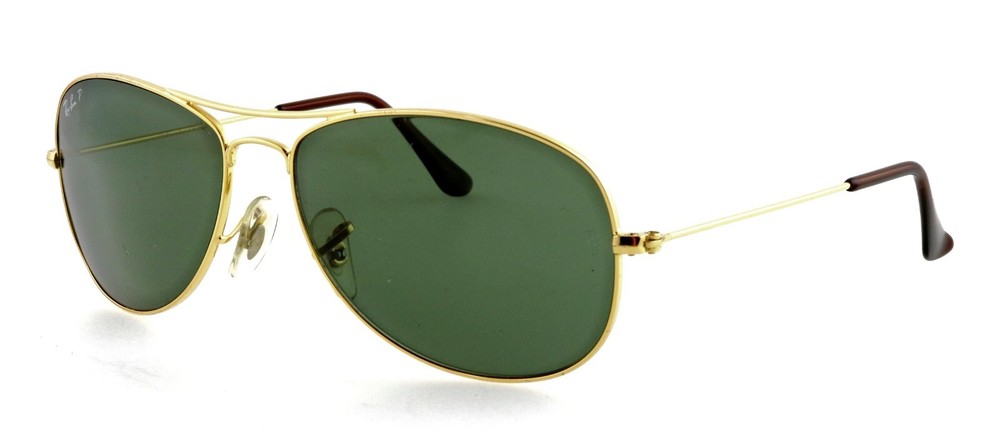 RAY-BAN RB3362 001/58 Cockpit 59mm Gold Polarized Aviator Sunglasses Italy Unisx