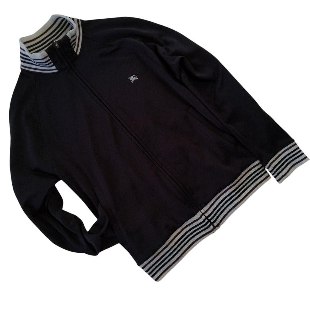 Burberry Track Jacket Jersey Blouson Long Sleeve Rib Line Men Size 2/S-M Used
