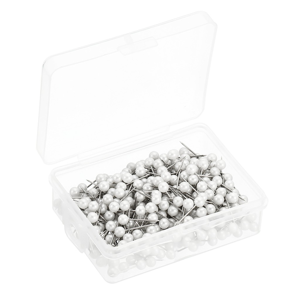 400 White Pearl Push Pins Round Head Thumb Tacks for Marking & Decor