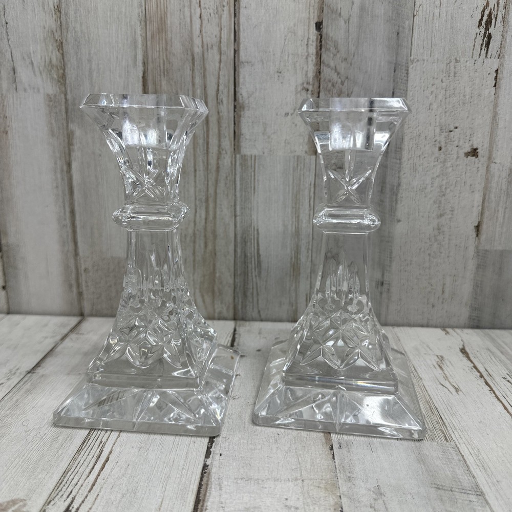 Waterford Crystal Lismore Candlestick Holders Set of 2 6 Inch Elegant