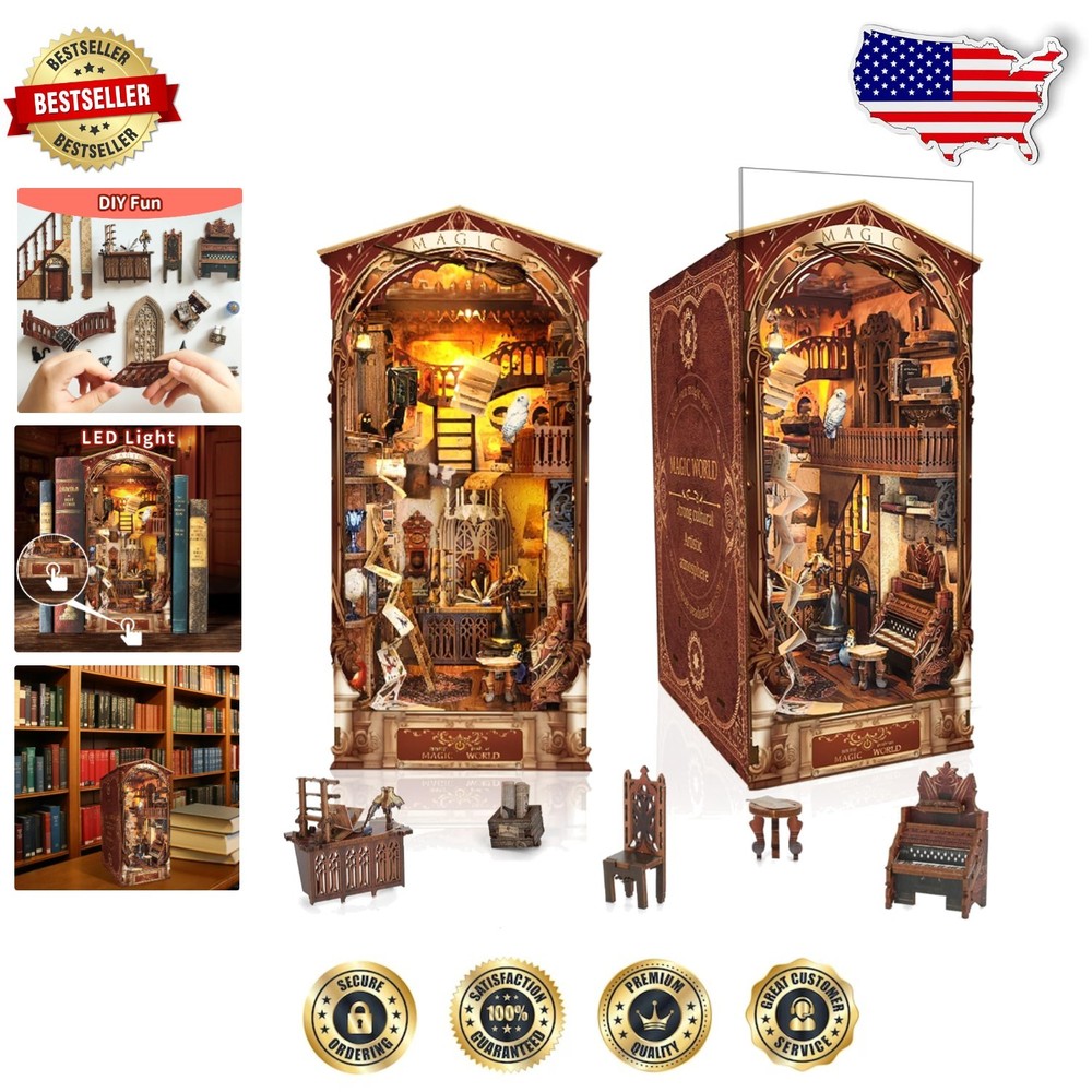 Exquisite 3D Wooden Puzzle Book Nook Craft Kit - A Magical Miniature Experience