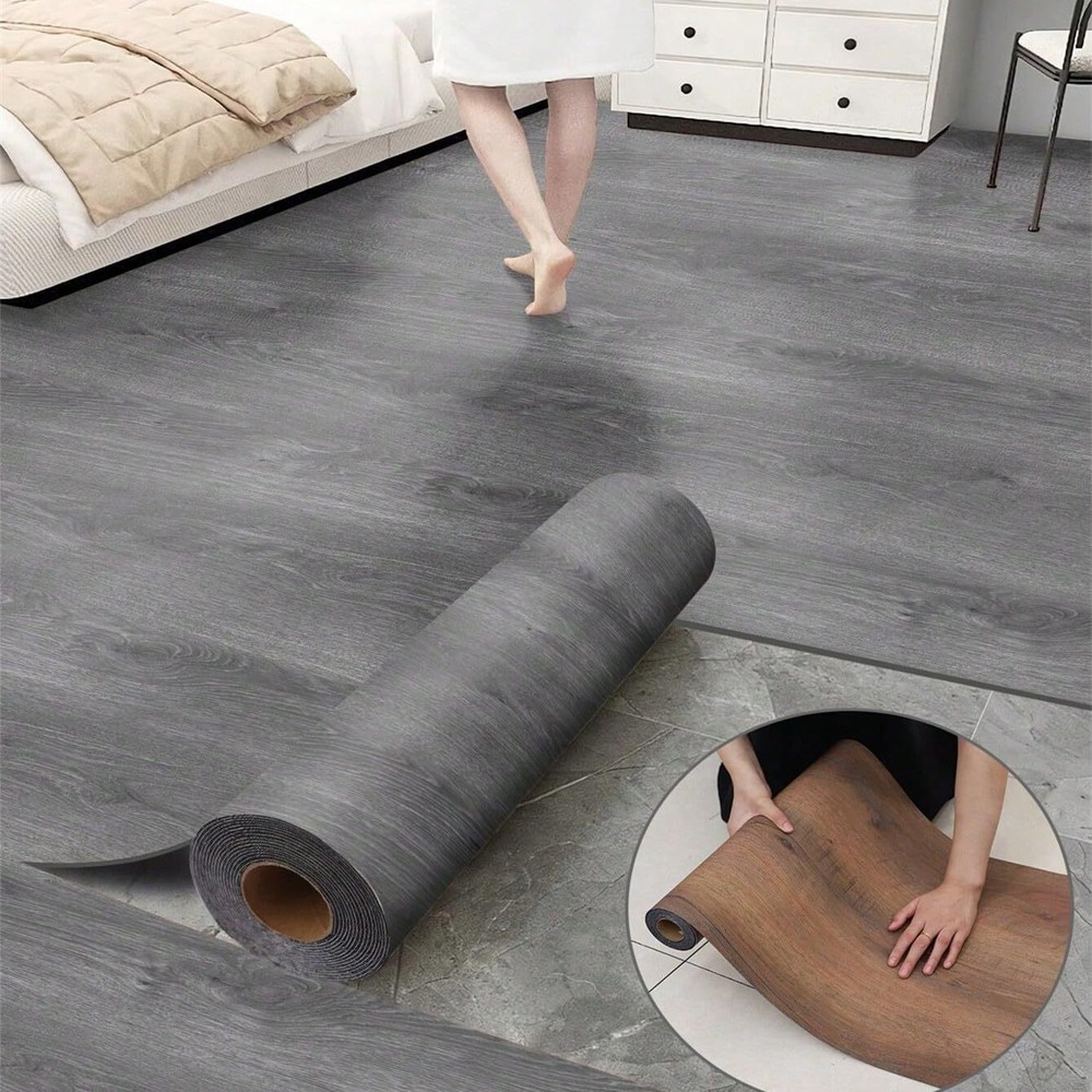 Wood Grain Peel and Stick Vinyl Floor Tiles 17.72x118 Inch Thickened Self-Adhesive