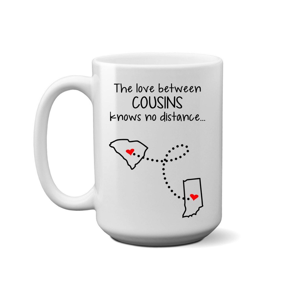 Cousins Gift Coffee Mug State To State Mug Best Friends Gift Long Distance Map