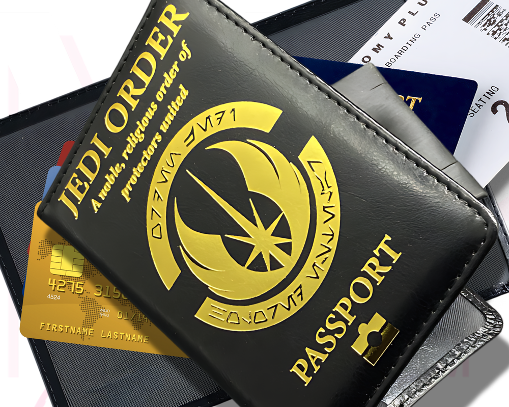 Star Wars Jedi Order Leather Passport Cover Holder Travel Case ID Card Accessory