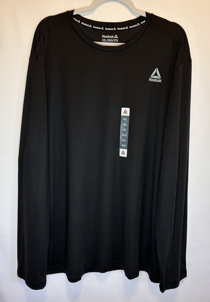 Reebok Stride Performance Black Long Sleeve Shirt for Men Size 3XL