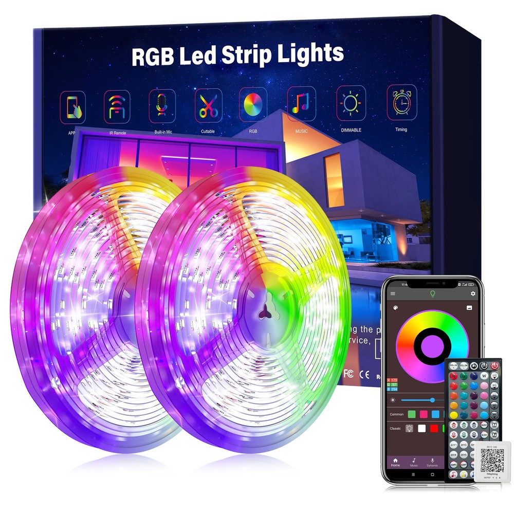 150ft LED Strip Lights for Bedroom - 2 Rolls of 75ft Music Sync Color Changing Lights