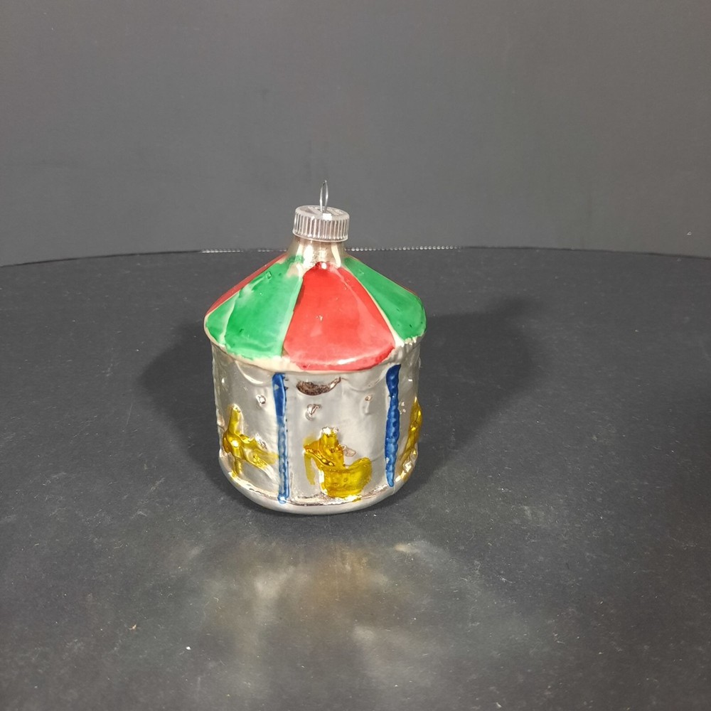 Vintage Old World Christmas Mercury Glass Carousel Glass Ornament West Germany