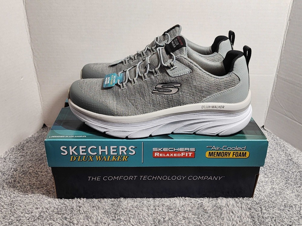 Skechers D'Lux Walker Pensive Walking Shoes Sneakers Mens 11 Extra Wide Fit Gray