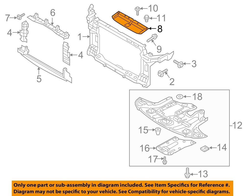 HYUNDAI OEM Radiator Core Support-Sight Shield Splash Cover Panel 86342D3000