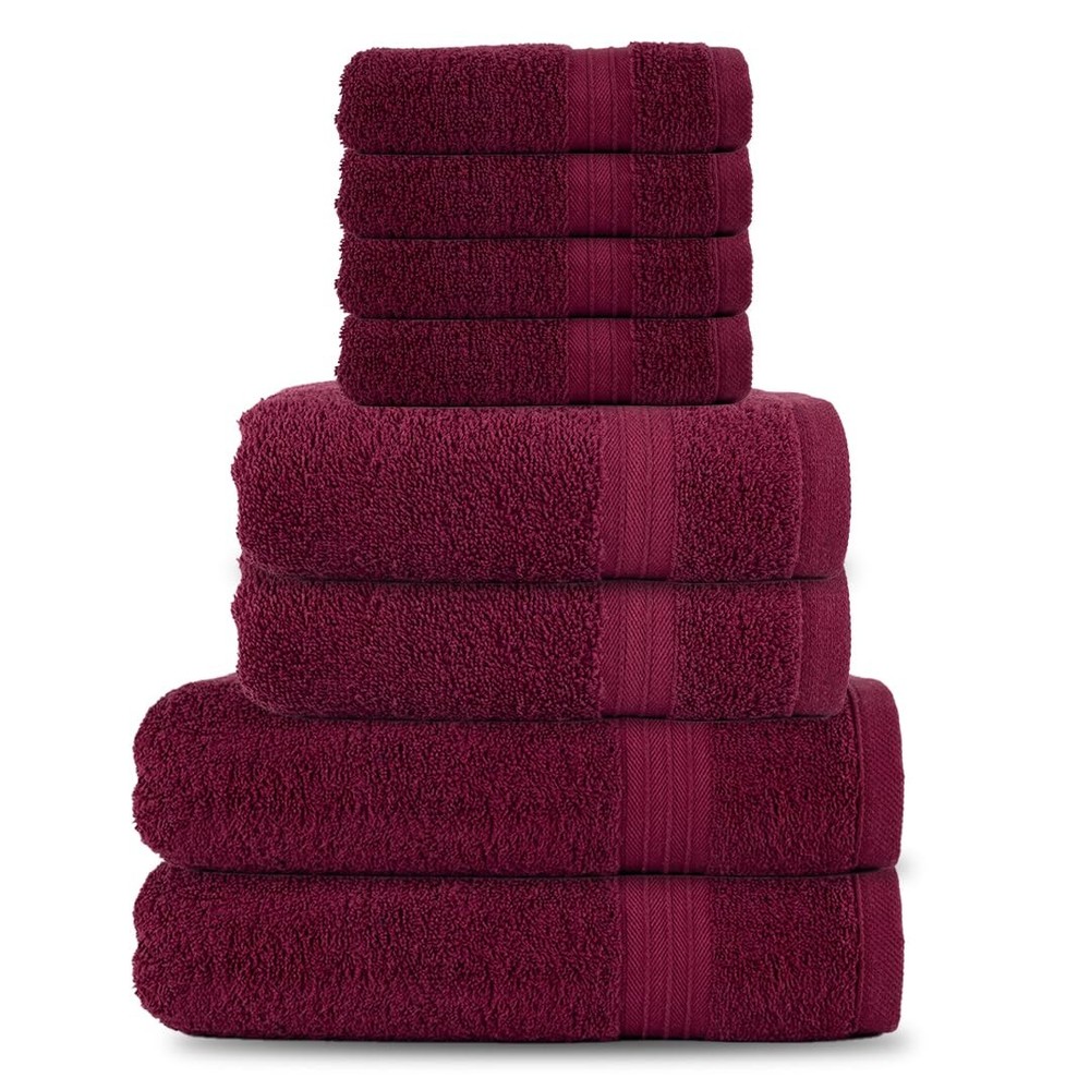 8-Piece 100% Cotton Towel Set - Ultra Soft & Absorbent - 2 Bath Towels Included  