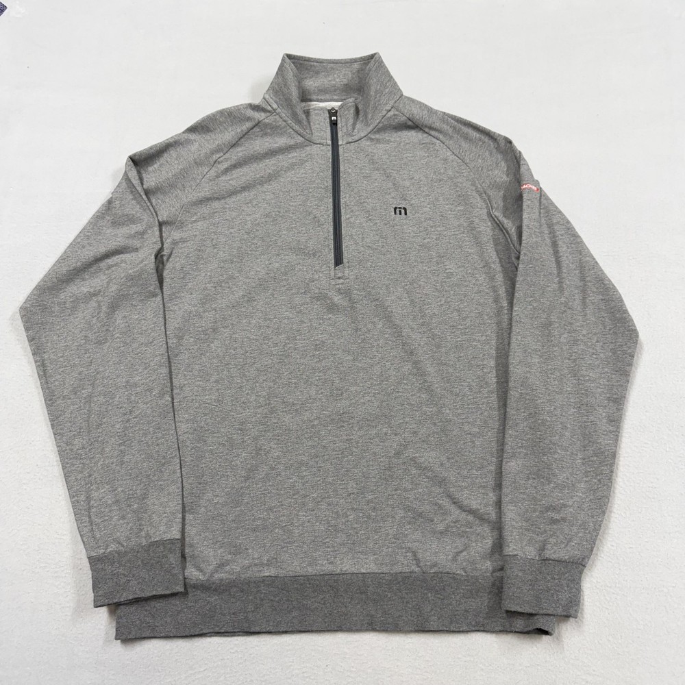 TravisMathew Pullover Mens Large Gray 1/4 Zip Long Sleeve Golf Performance Top