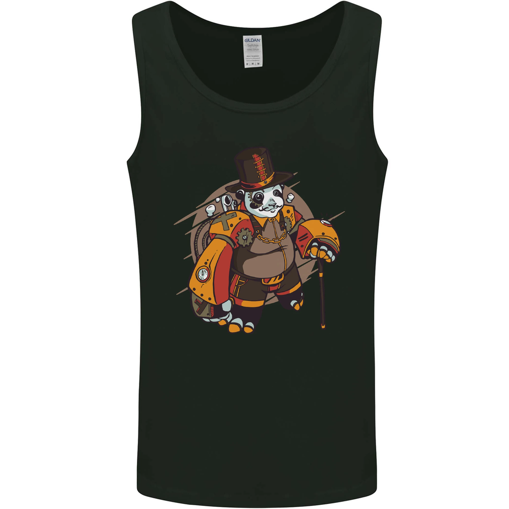 Steampunk Panda Bear Mens Vest Tank Top